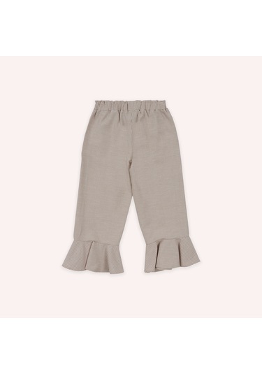 Panço Kız Çocuk Paçası Fırfırlı Pantolon Bej