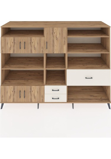 Kronos Dolap 13 Raflı 3 Çekmeceli 5 Kapaklı 220x59x163 Çam-çam/ay Çam-çam/aytaşı