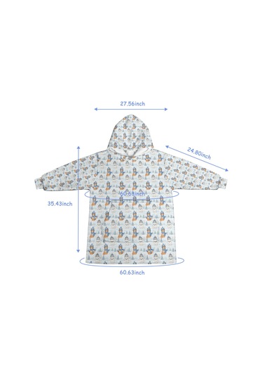 Cat Desenli Giyilebilir Battaniye Hoodie, Unisex, Kalın Polar, Kol Ve Cep-a66 Cat Winter Snow