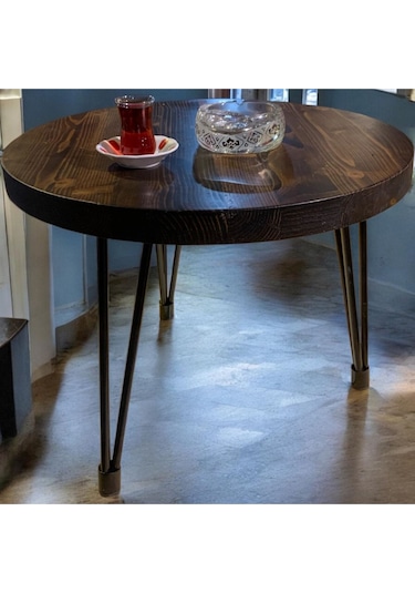 Köknar Orta Sehpa 50 Çap Ahşap - Siyah