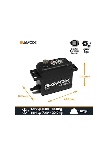 Savox Sc-1267sg-be Black Edition Digital Servo With Soft Start Coreless Motor High Voltage Çelik Dişli