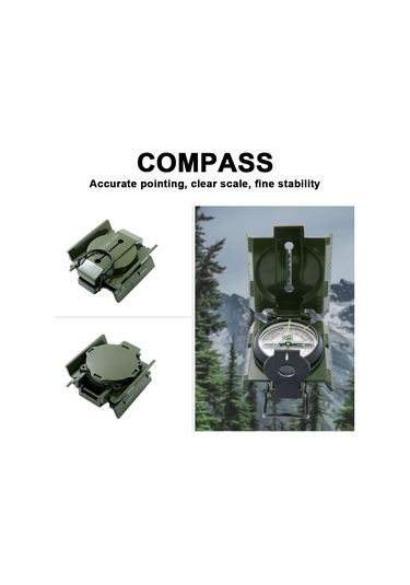Yaozixa Yeşil Metal+abs Topografik Pusula, Işıklandırmalı, Doğru Navigasyon, Manzaralı Teleskop, Ölçüm Cetveli İle Outdoora Uygun