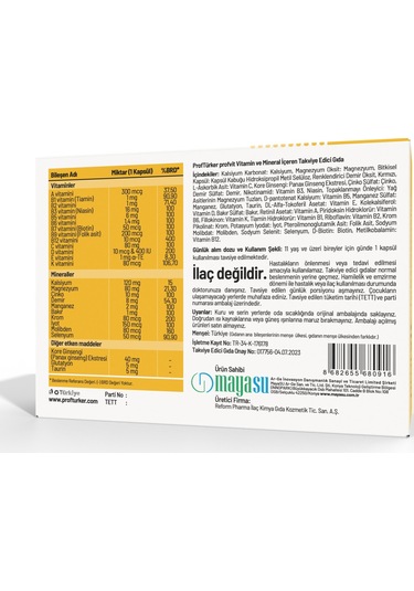 Proftürker Profvit Multivitamin 30 Kapsül