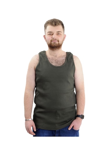 Mode Xl Büyük Beden Erkek Kolsuz Atlet 6341 Haki