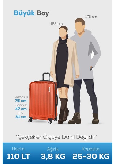 Polo&sky Spring Model Turuncu Renk Büyük Boy Valiz Bavul Turuncu