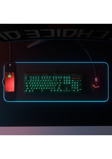 K9186 Kablosuz Şarj Cihazlı Rgb Aydınlatma Mouse Pad Siyah