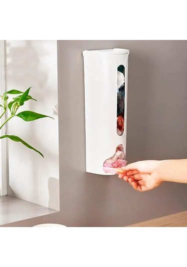 Yaozixa Duvar Montlu Dikey Çanta Depolama Organizatörü, 9x9x30 Cm, Hızlı Erişim Açık Kapağı, Dayanıklı Polipropilen, Market Ve Çöp Çantaları İçin Beyaz