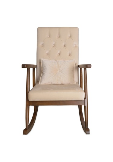 Asedia Trend Ceviz Krem Kapitoneli Sallanan Sandalye Koltuk