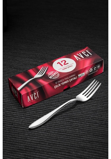 Avcı Elit 12 Adet Yemek Çatalı 18/10 Paslanmaz Çelik 2.5 Mm Gümüş