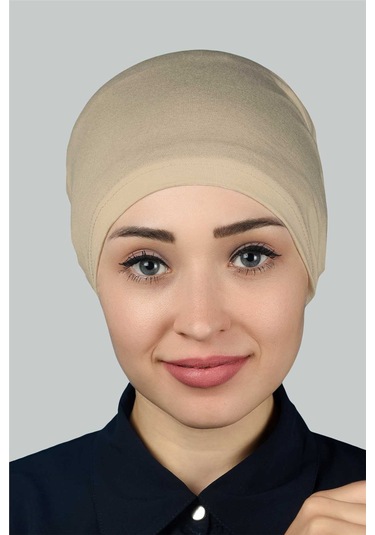 Altobeh Hazır Pratik Geçmeli Lastikli Tesettür Bone - Kum Beji