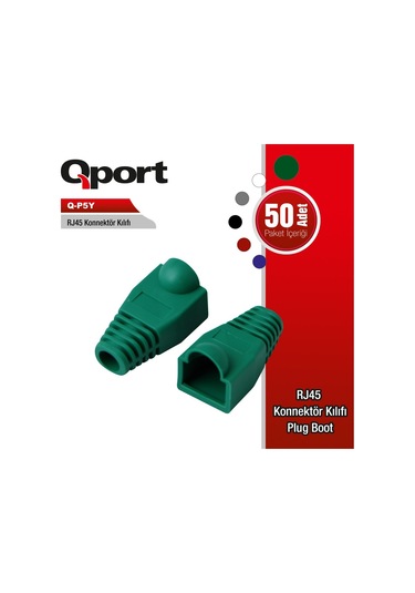 Qport Q-P5Y Rj45 Konnektör Kilifi 50Li Paket Yeşil