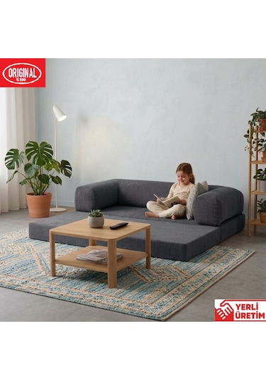 Pleasant K180x90 Sünger Kanepe Modüler Kadife Kumaşlı Koltuk Antrasit