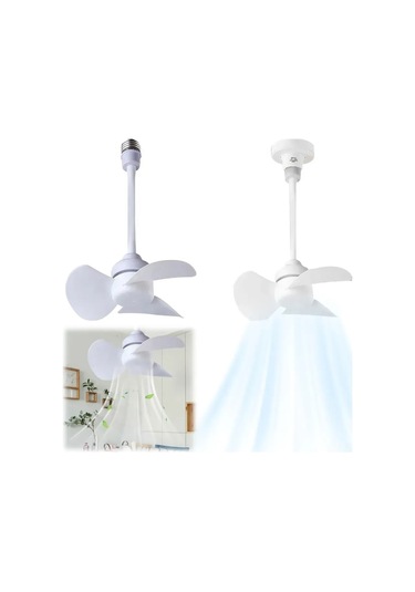 Xindoker Led Mini Tavan Fanı, Abs Ve Metal Konstrüksiyon, Soğuk Beyaz Işık, Ev Ve Ofis İçin Çift Fonksiyonlu Soğutma + Aydınlatma Beyaz