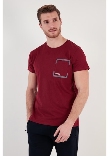 Buratti Bisiklet Yaka Pamuklu Slim Fit Erkek T Shirt 541Rework Bordo
