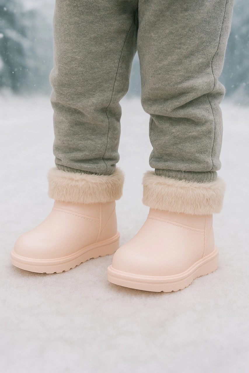 Su Geçirmez İçi Kürklü Kız Çocuk Eva Yağmur Kar Botu Bej