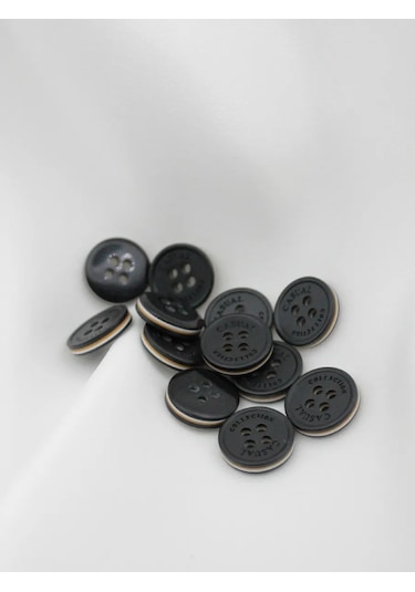 The New Button Karbonat Düğmeler Siyah Küçük 15 Mm 12 Adet. 275179815