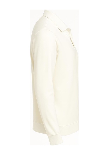 Gewer Erkek Slim Fit Uzun Kol Polo Yaka Sweatshırt-7428 Beyaz