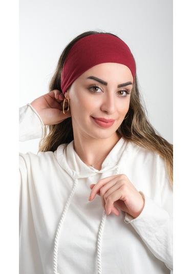 Hürrem Bone Bordo Bandana Saç Bandı Viskon Düz 3012 16 Bordo