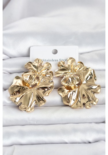 316l Çelik Gold Renk Lotus Model Kadın Küpe 6413405