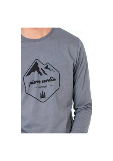 Pierre Cardin 6097 Erkek Uzun Kollu Bisiklet Yaka Pijama Takımı-gri Gri Melanj