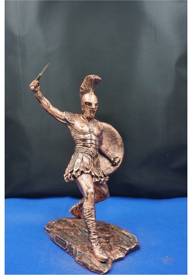 Roma Askeri Hector Mitolojik Tasarım Ev Ofis Dekoratif Hediyelik Aksesuar 19 Cm Bakır