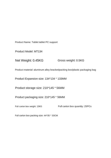 Tongxida Cbtx Mt-134 Ayarlanabilir İpad/huawei/samsung Tablet Standı - Masaüstü Kaymaz Tutucu - Gümüş Gümüş