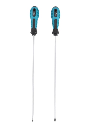 Leasetake Paket 12 İnç Uzunluğunda Yivli Ve Phillips Tornavida Düz Bıçaklı Tornavida Kauçuk Saplı Manyetik Tornavida