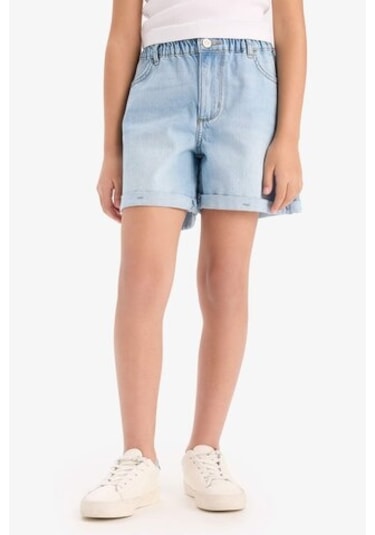 Defacto Kız Çocuk Paperbag Jean Şort B8113a825smnm39 Mavi