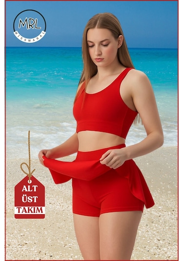 Kadın Alt-üst Takım Kırmızı Şort & Crop Denizde Havuz Sporda Casual/günlük Kullanım Kırmızı Kırmızı
