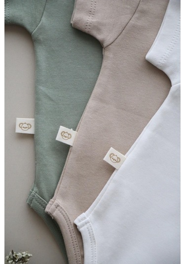 3lü Nakışlı Çıtçıtlı Kısa Kollu Body Zıbın Model 3 Beyaz