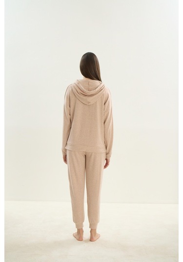 Kadın Uzun Kol Kapüşonlu Bej Eşofman Takım C6t9n9o51 001