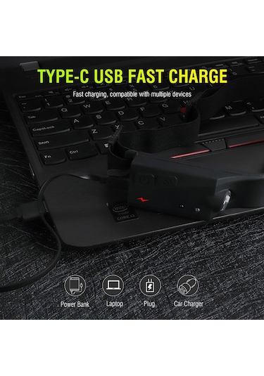 PS-001 5 Aydınlatma Modlu COB LED Sensörlü USB Şarj  Edilebilir Dahili Pilli Kafa Lambası
