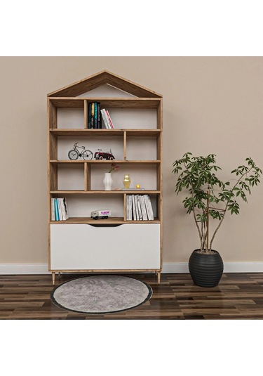 Ege Çatılı Kitaplık Mdf Antrasit