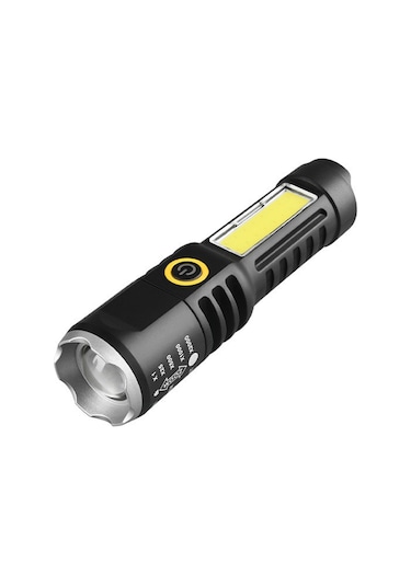 Teltree Usb Hızlı Şarjlı, İki Işık Kaynağı, Teleskopik Odaklanabilir, Dış Mekan El Feneri Gümüş Gümüş