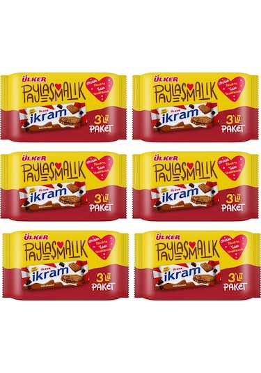 Ülker İkram Çikolata Kremalı Bisküvi 6'lı 3 x 84 G