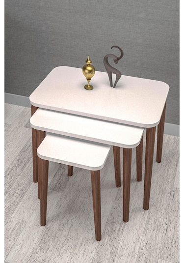 Zigon Sehpa Kr Ve Orta Sehpa Set Torna Kr Beyaz