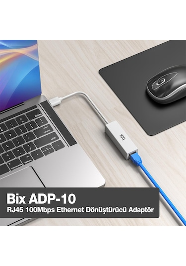 Bix ADP-10 USB 2.0 To Rj45 100 Mbps Ethernet Dönüştürücü Adaptör