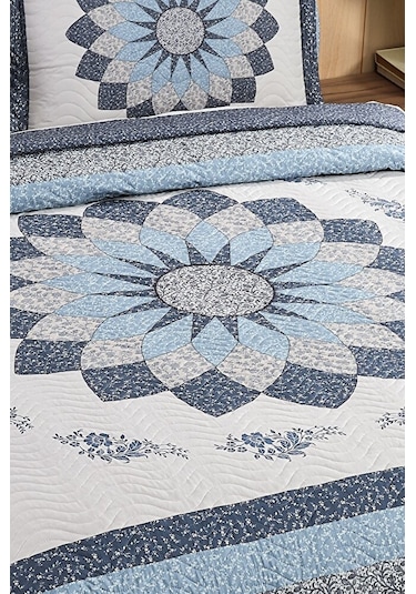 Gloria Mavi Çift Kişilik Kapitone Yatak Örtüsü Mavi Renk Tek Ebat Diğer