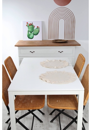 Naturel Amerikan Servisi Yuvarlak 2'li Vintage 40 CM