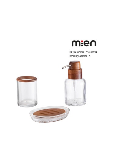 Mien Cn-56799 Cam Akasya Banyo Seti 3 Lü