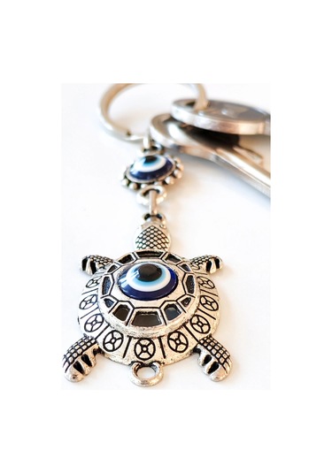 Moncuk Design Nazar Boncuklu Kaplumbağa Metal Anahtarlık
