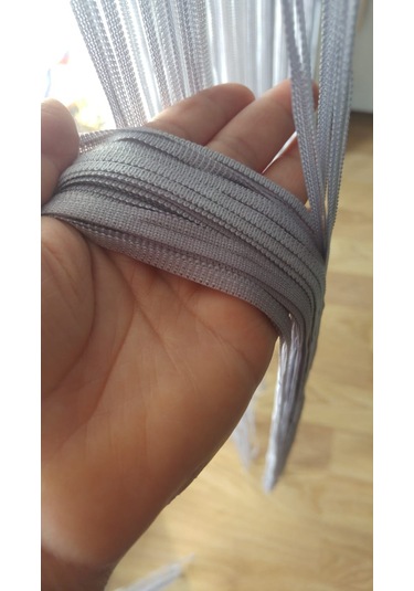 İp Model Gri Renk İp Perde 300 270 Cm - 2 Mm Şerit Gri