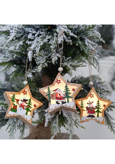 Monyee Led Işıklı Ahşap Yıldız Asağı - Ev Dekorasyonu, Yumuşak Işık, Pratik Ve Yenilikçi Tasarım