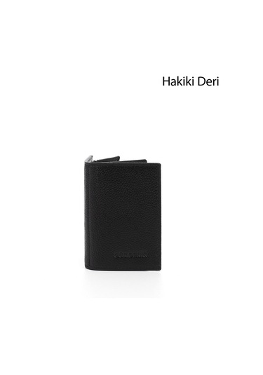 Gönderir Siyah Gön Hakiki Deri Unisex Kartlık 06205 Siyah