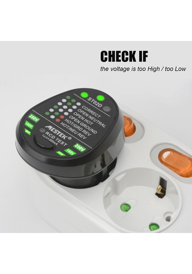Lemestar Mestek St02d Büyük Avrupa Tipi Soket Test Cihazı - Toprak, Sıfır, Can Kablosu Polarity Kontrolü Ve Akıntı Tespiti, Elektrikçi Kontrol Aleti