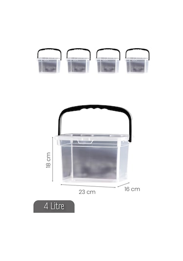 Vienev 4lü 4 Litre Toz Tablet Deterjan Saklama Kabı - Deterjan Kutusu, Toz Tablet Deterjan Kabı Beyaz