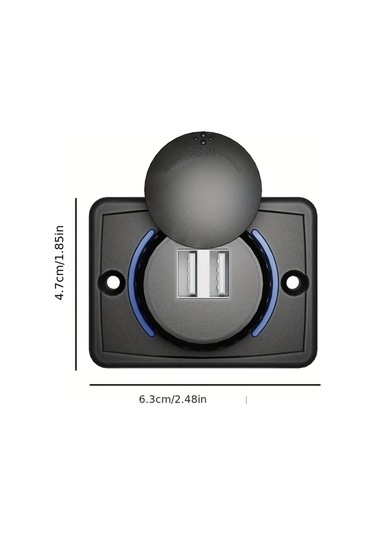 Xuweiwei Siyah 12-24v Dual Usb Hızlı Şarj Ağzı Araç Tekne Karavan Çakmaklık Paneli