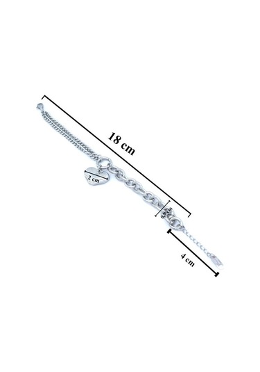 Ferizz 316L Çelik Büyük Kalp Detaylı Kadın Zincir Bileklik Beyaz