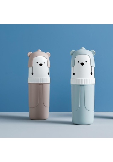 Pembe Sevimli Taşınabilir Diş Fırçası Tutucu Kutusu Seyahat Diş Fırçası Bardağı Gargara Bardak Diş Macunu Saklama Kabı Banyo Dış Mekan Malzemeleri Pembe