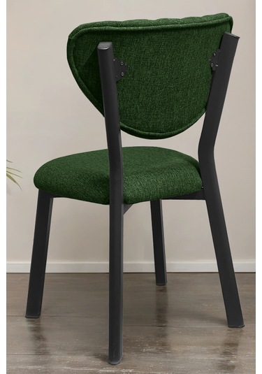 Nemeron Mutfak Masa Sandalyesi Kafe Restoran Yemek Odası Çizgili Yarmalı Sandalye Silinebilir - Yeşil Haki